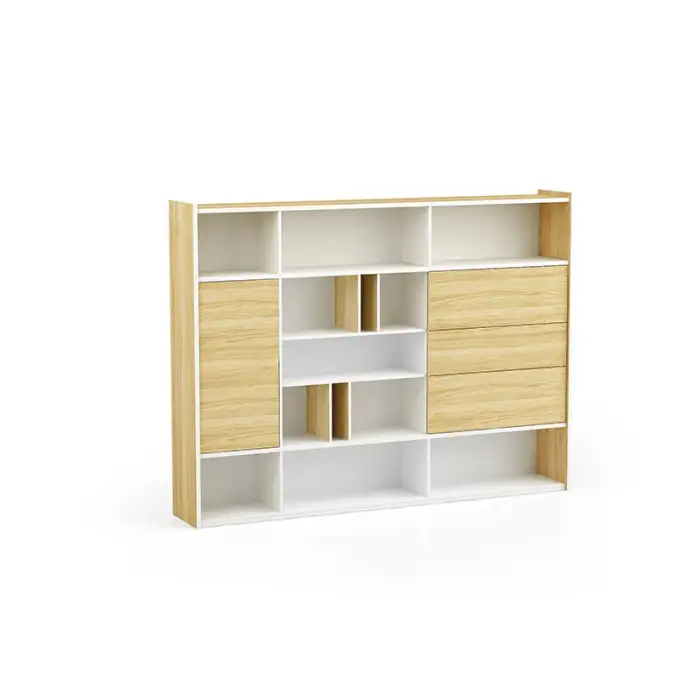 PENGPAI hotsale panel MFC wooden library bookshelf modern design office filling cabinet furniture