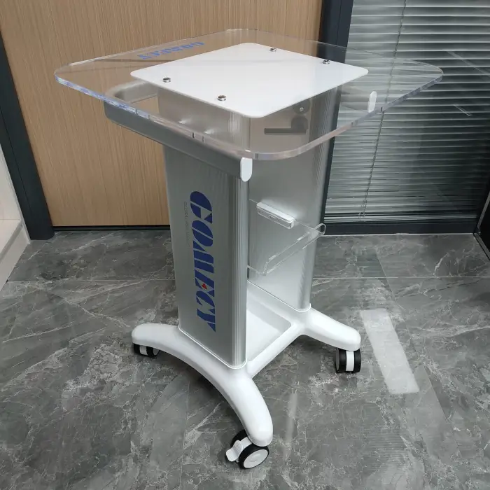 Mobile Adjustable Hospital Medical Trolley Cart with 2 Monitor Mounts Office School Laboratory Clinic Workstation