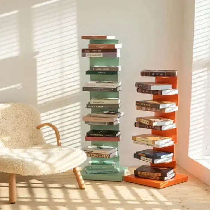 Nordic bookshelf floor-to-ceiling corner iron art invisible vertical small bookcase on the wall creative wall shelf