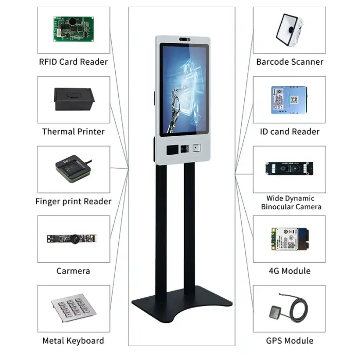 OEM factory 10.1 15.6 21.5 23.8 27 32 inches wall mounted selfservice kiosks payment terminal kiosk with POS space