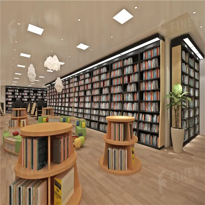 Custom Wholesale Retail Modern Library Interior Book Shelves Decoration Book Shelves For Library Furniture