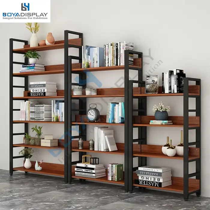 library wall furniture wooden metal book shelf  bookcase cabinet for sale