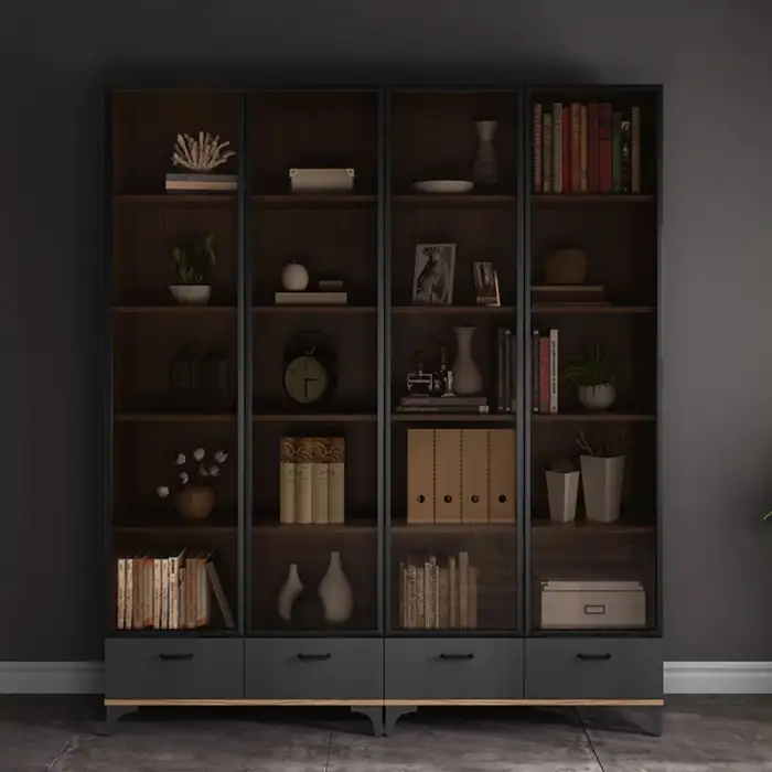 Modern simple bookcase small family study type glass door bookcase Storage Cabinet