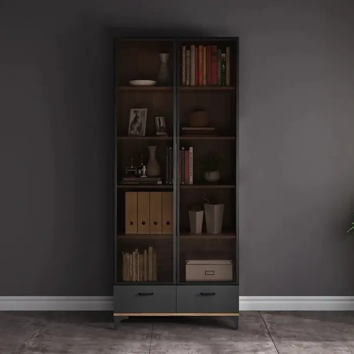 Modern simple bookcase small family study type glass door bookcase Storage Cabinet