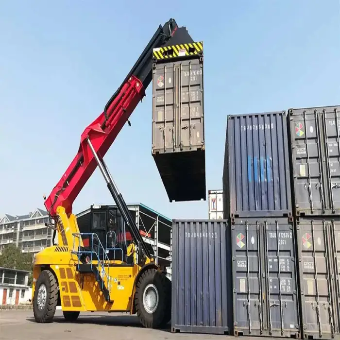 High Performance 10 Tons Mobile Reach Stacker SRSC1009-6E Port Forklift Logistics Machine