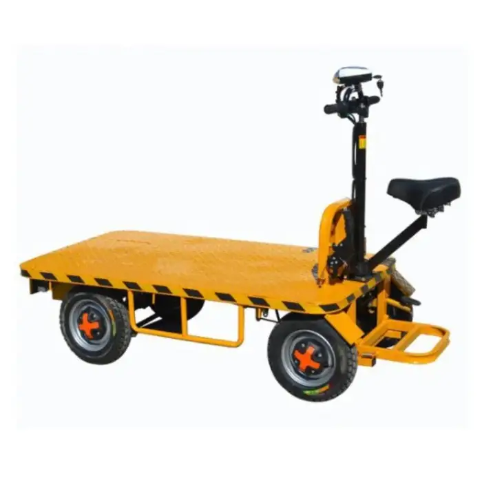 Electric 1000kg load electric logistics industry widely used heavy duty cargo carrier four wheels electric flat cargo transporter with seat for load