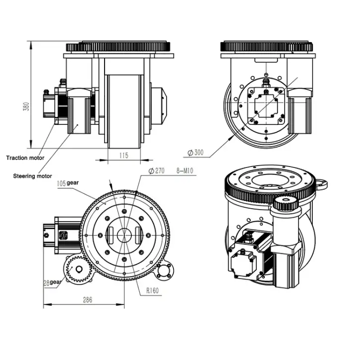 Automated Logistics Robot Traction Power Drive Unit With Angle Sensor