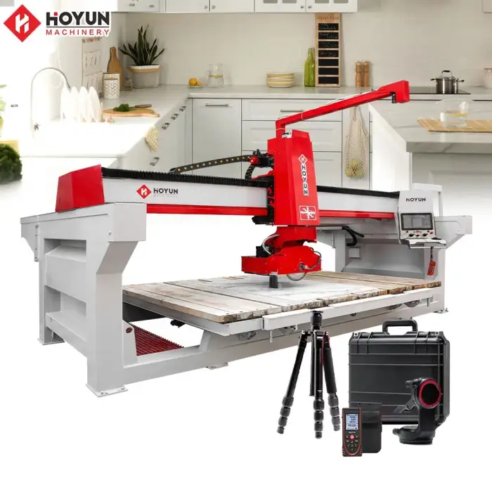 Hongyi 5 axis quartz granite marble stone CNC milling cutting bridge saw machine