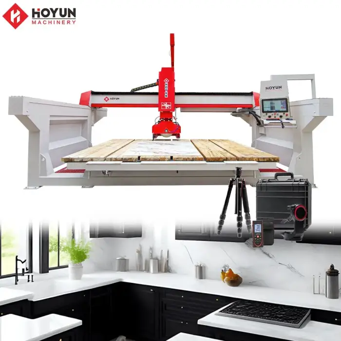 Hongyi 5 axis quartz granite marble stone CNC milling cutting bridge saw machine