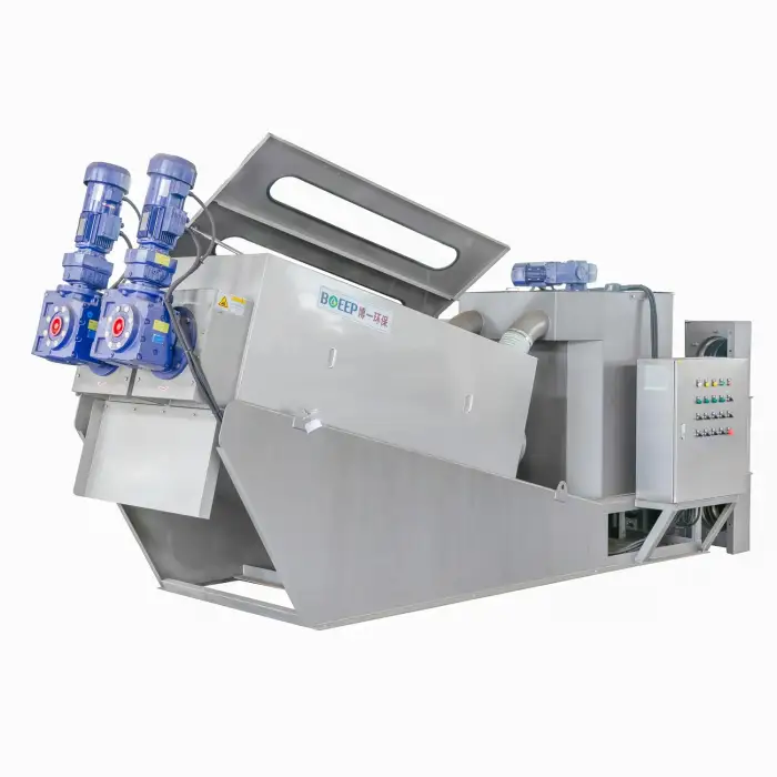 Clog-Free Self-Clean Volute Type Screw Press Multi Disk Sludge Dewatering Machine For Kitchen Food Waste Water Treatment