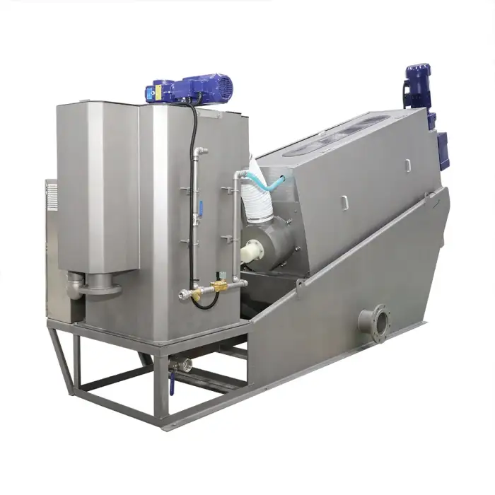 Clog-Free Self-Clean Volute Type Screw Press Multi Disk Sludge Dewatering Machine For Kitchen Food Waste Water Treatment