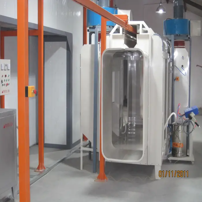 Automatic Powder Coating Line With Air Curtain Heat Insulation Tunnel Oven