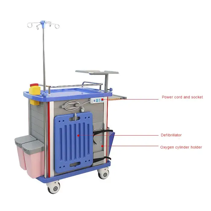 hospital equipment emergency medical trolley with drawers