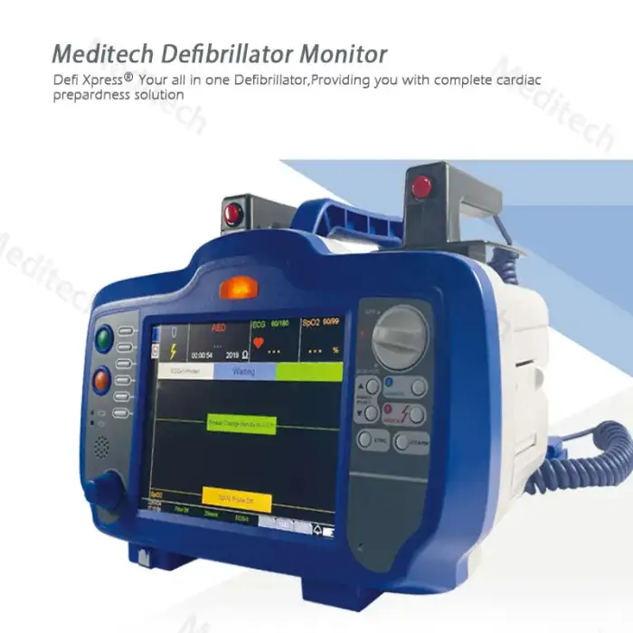 Meditech Defixpress professional defibrillator monitor with AED ECG SPO2 ETCO2 parameter for hospital equipment