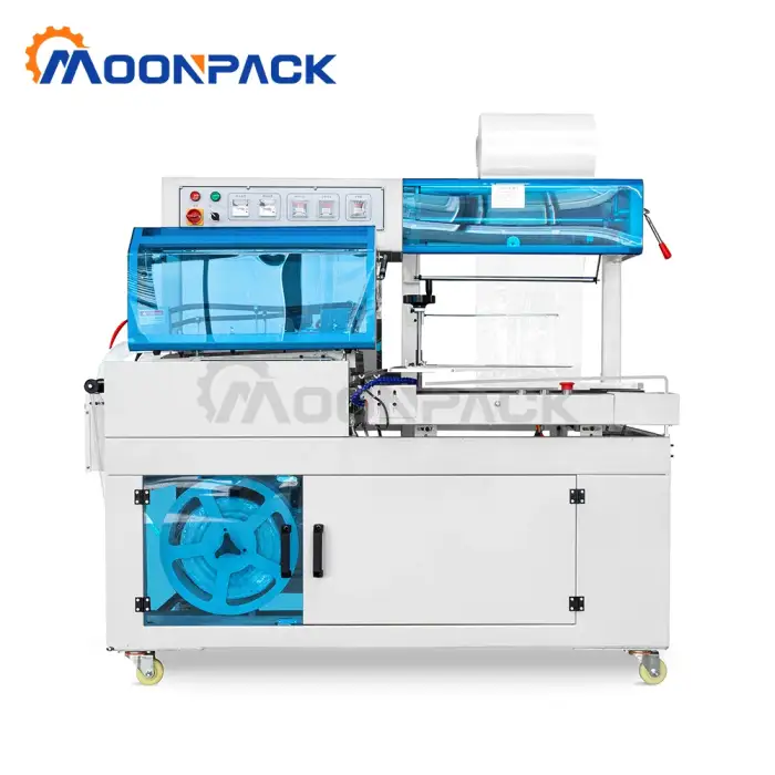 Moonpack FQL550 Automatic L-Type Plastic Polythene POF Roll Bag Heat Sealing and Cold Cutting Machine