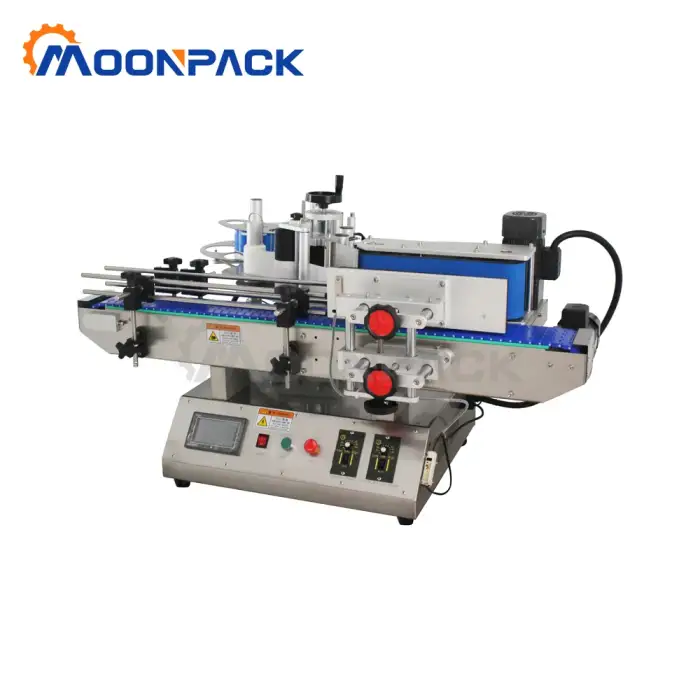 Moonpack TRLM-120A Round Bottles Label Machine Table Top Vial Plastic Glass Paper Labeling Machine with round sticker