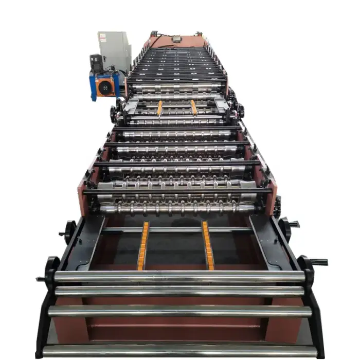 Double layer trapezoid corrugated roofing sheet making machine