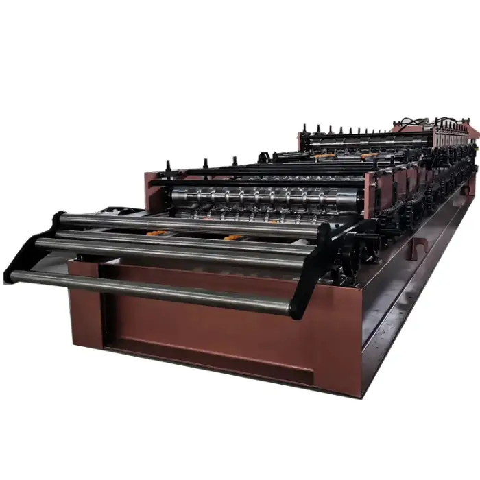 Double layer trapezoid corrugated roofing sheet making machine