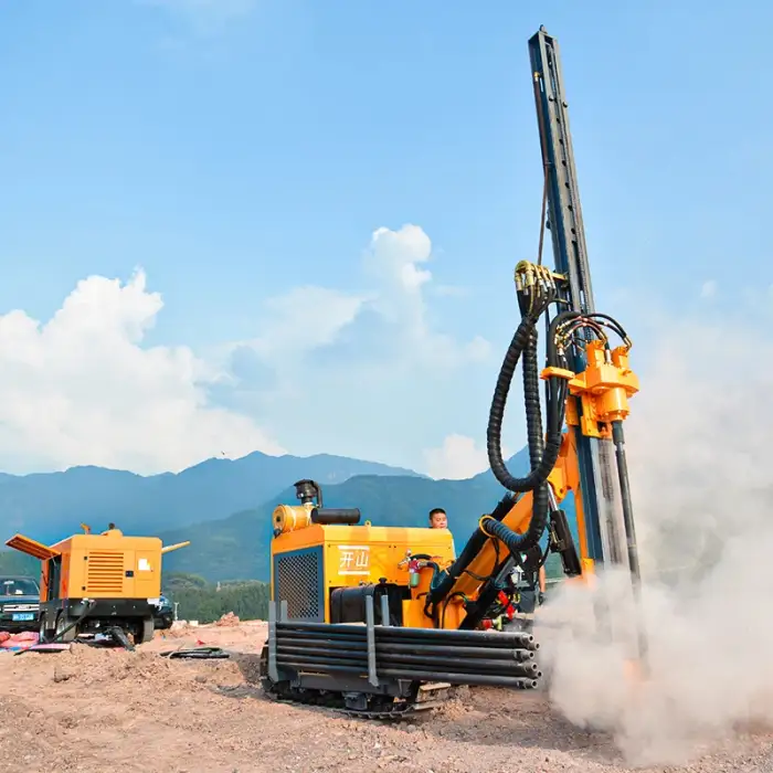 40m Crawler mounted diesel engine driven borehole DTH pneumatic mine drilling rig