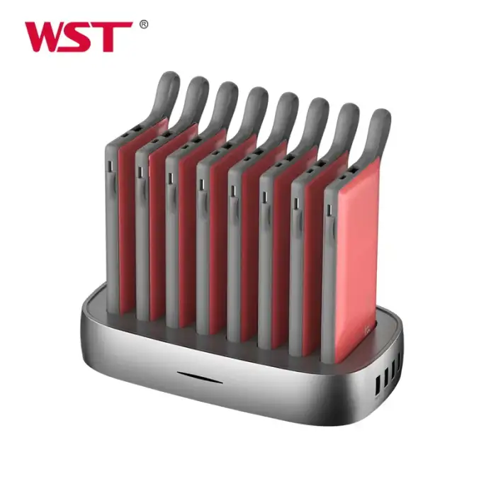 WST Public Sharing Power Bank Multi Power Bank Station 8 Pieces Universal Portable 10000mah Power Bank for Coffee Shop