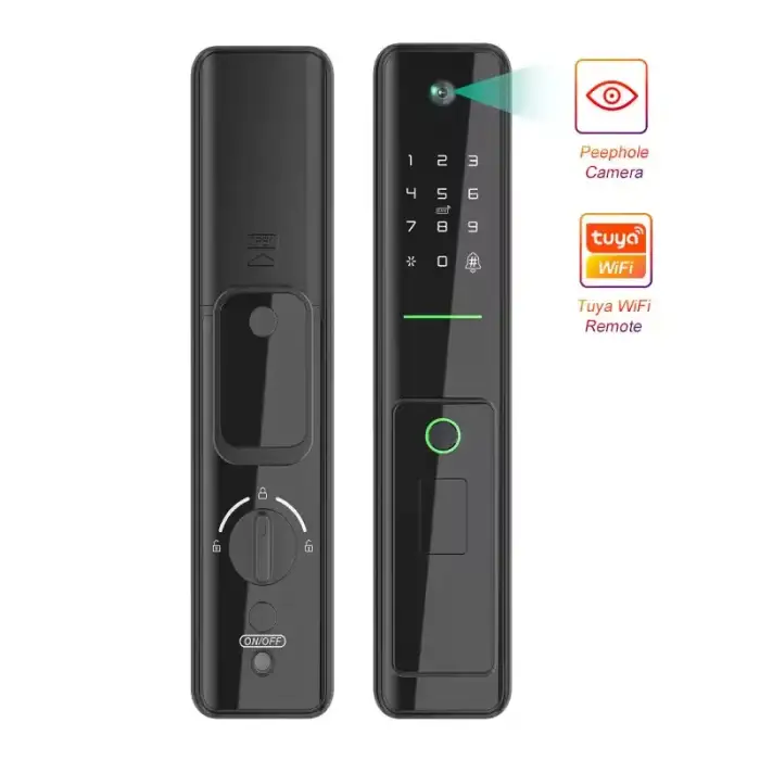 Factory Wholesale 6068 Mortise Fingerprint Password Screen Rfid Card Key Tuya APP WIFI Smart Lock With Camera HD For Home