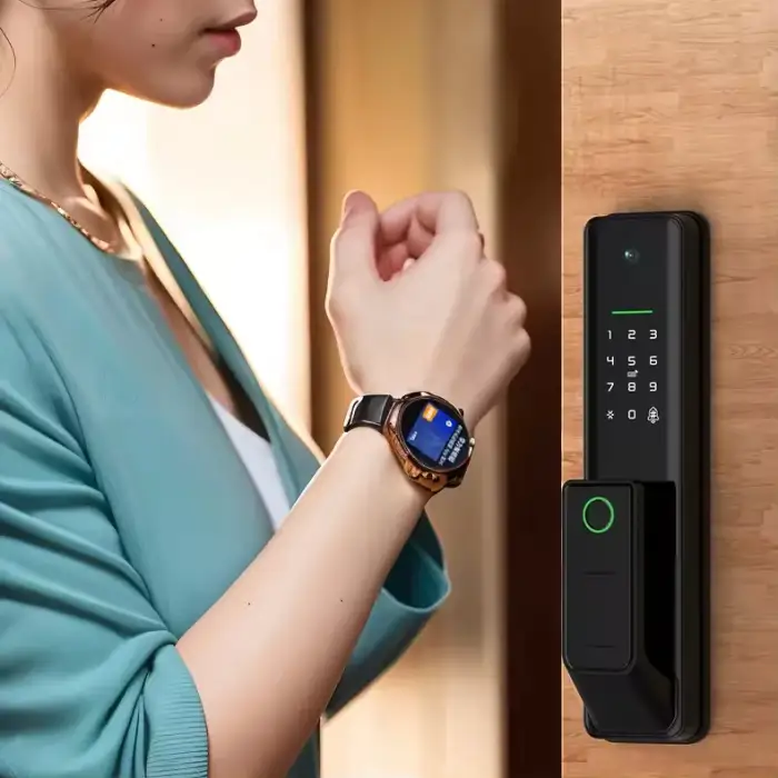 6068 Mortise Fingerprint Password Screen Rfid Card Key Tuya APP WIFI Smart Lock With Camera HD For Home