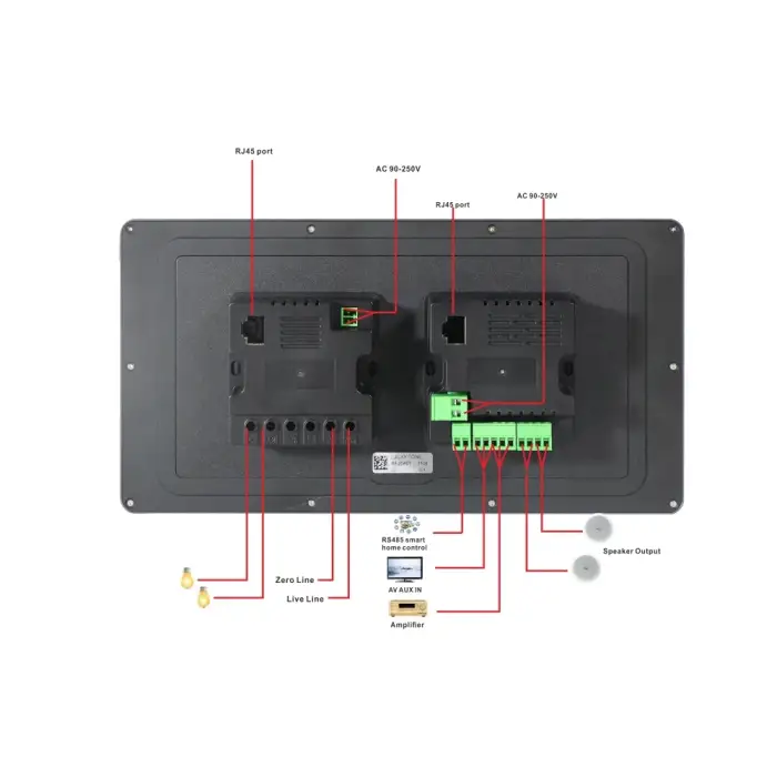 Smart Home Control 2 Channel 25W WiFi Blue-tooth Tuya Zigbee Wall Amplifier with 8 Inch Touch Panel