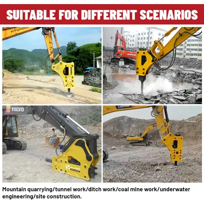 Heavy-Duty Hydraulic Breaker Hammer for Excavators - Efficient Building Breaking Machine, Rock and Concrete Demolition Tool