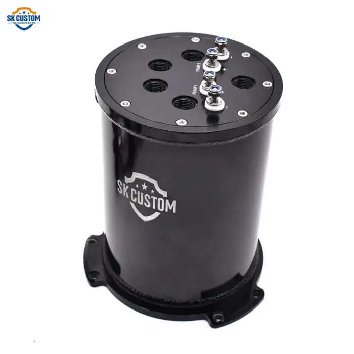 SK CUSTOM Universal 2.8L Aluminum Fuel Surge Tank Fuel Tank For Twin Fuel Pump