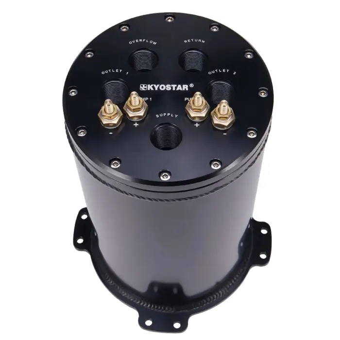 Kyostar Universal 2.8L Aluminum Fuel Surge Tank for 8AN Ports Twin 40mm Fuel Pumps