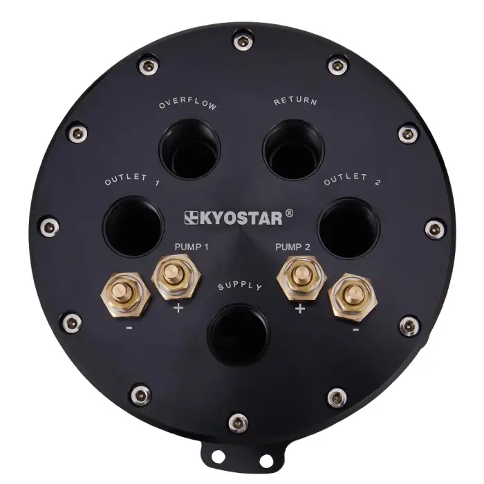 Kyostar Universal 2.8L Aluminum Fuel Surge Tank for 8AN Ports Twin 40mm Fuel Pumps