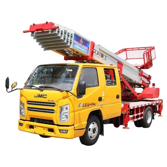 32m ladder truck with telescopic arm is easy to operate, used for orchard picking, building rescue and moving