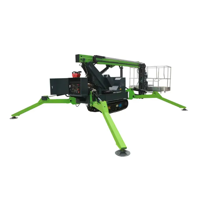 8m 10m 12m 14m 16m 18m 20m  Rotary Basket Electric Aerial Work Lift Platform Adjustable Crawler Tracked Spider Boom Lift