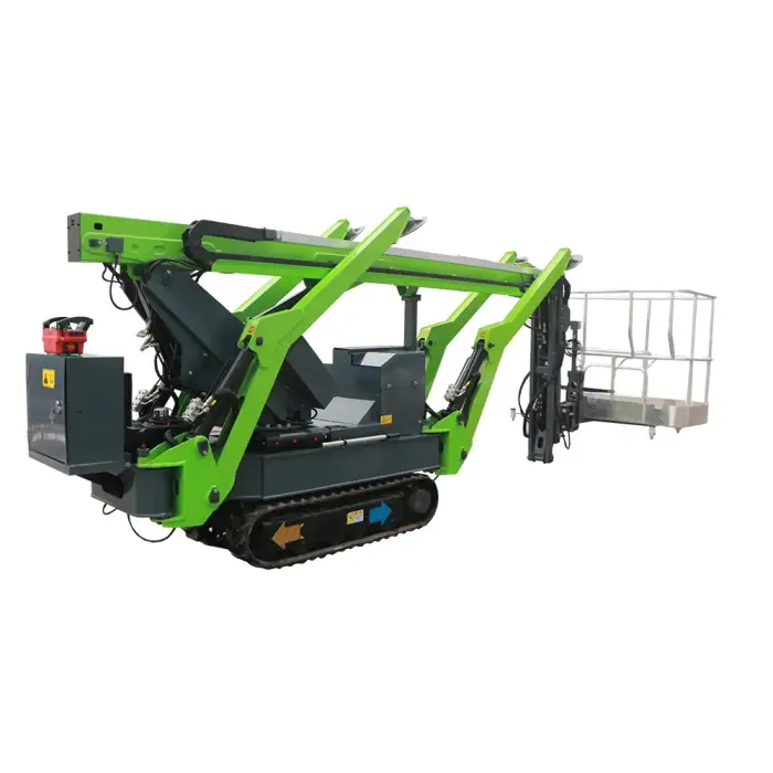 8m 10m 12m 14m 16m 18m 20m  Rotary Basket Electric Aerial Work Lift Platform Adjustable Crawler Tracked Spider Boom Lift