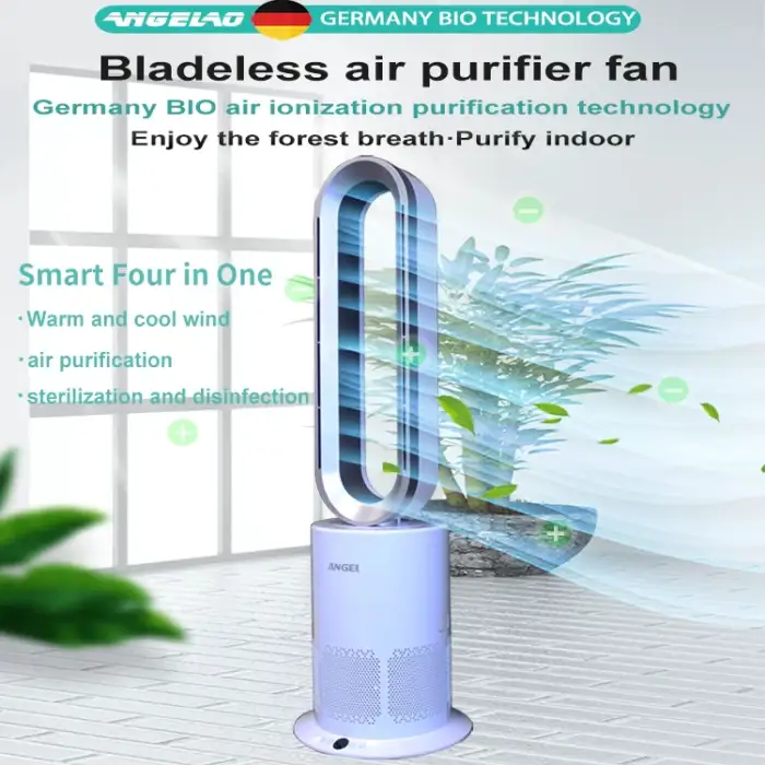 Household ion air purification remove formaldehyde disinfection cycle remote control cooling and warming bladeless fan