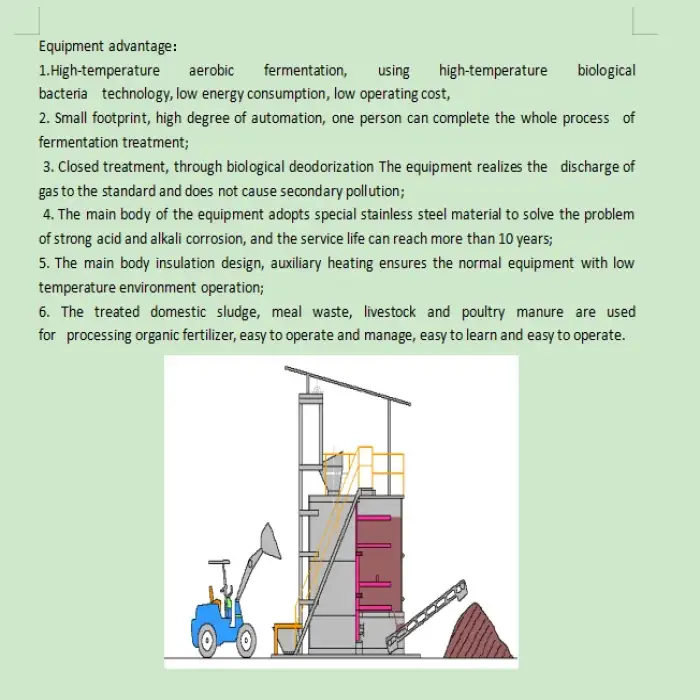 Organic bioreactor fermentor automatic smart farm mananger waste chicken cow pig rabbit other animals manure compost machine