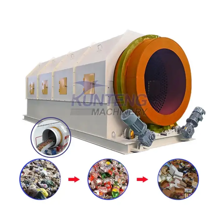 Municipal solid waste sorting machine organic compost garbage trommel drum roller screen waste screening equipment