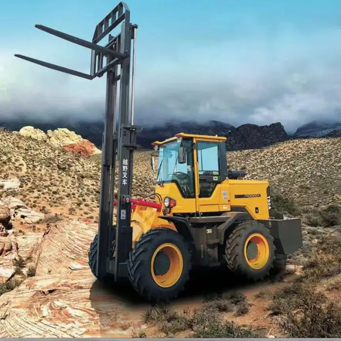 telehandler equipped small rough terrain forklift machine 5 ton with canton fair promotion