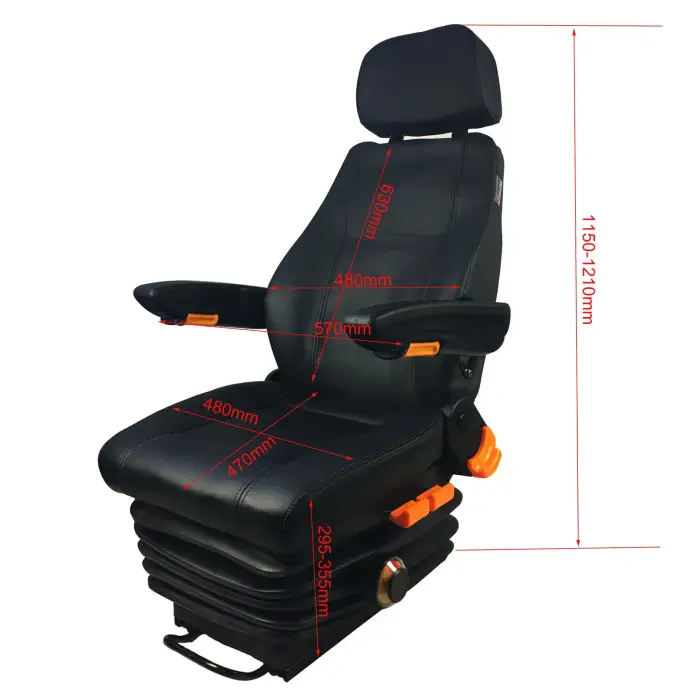 Mechanical suspension damping seat engineering mechanical car seat with armrest headrest Double lock slide rail