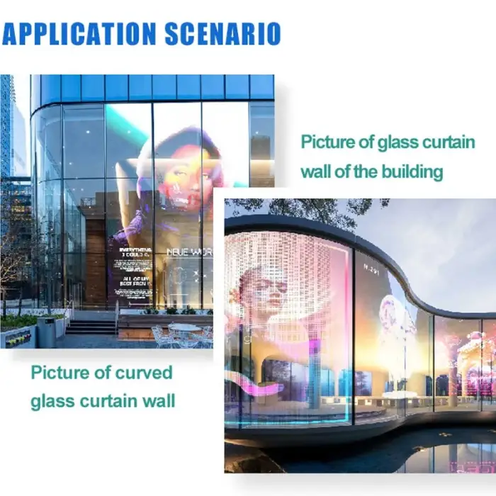 TOPvision Flexible Adhesive LED Transparent Film Screen Display on Glass Advertising Video Wall