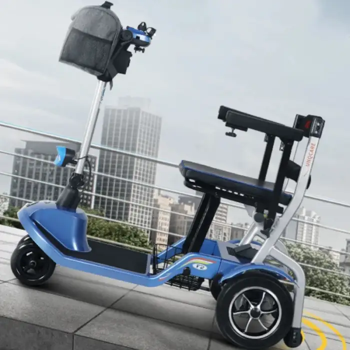 Lightweight Foldable Four-Wheel Electric Scooters for Elderly Power-Assisted Boarding Airplanes Walker Rollator