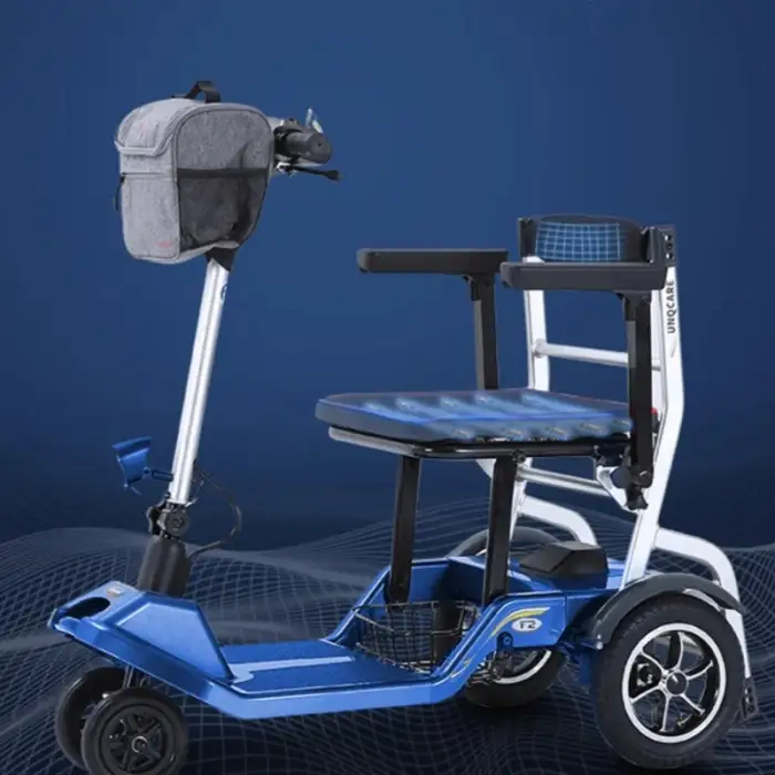 Lightweight Foldable Four-Wheel Electric Scooters for Elderly Power-Assisted Boarding Airplanes Walker Rollator