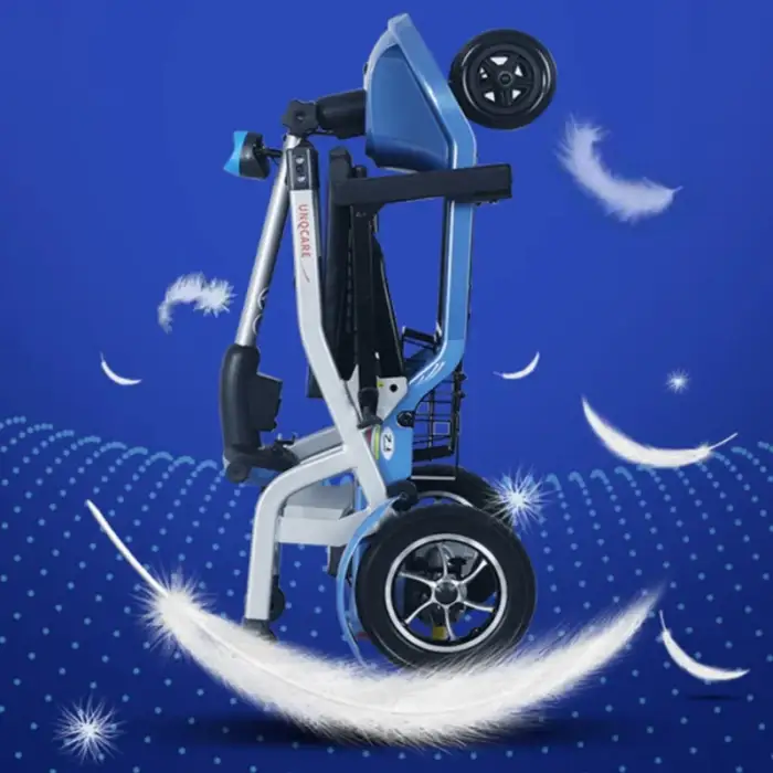 Lightweight Foldable Four-Wheel Electric Scooters for Elderly Power-Assisted Boarding Airplanes Walker Rollator