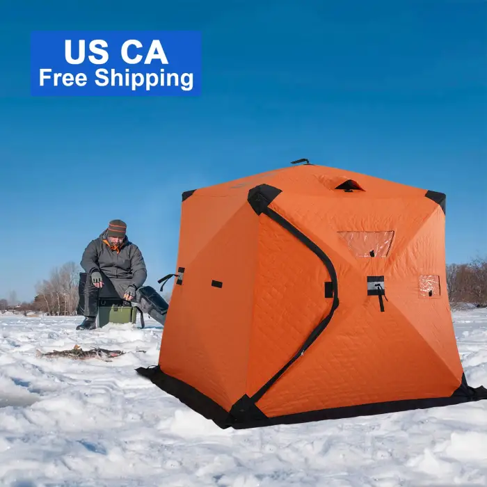 Insulated ice fishing tent for winter