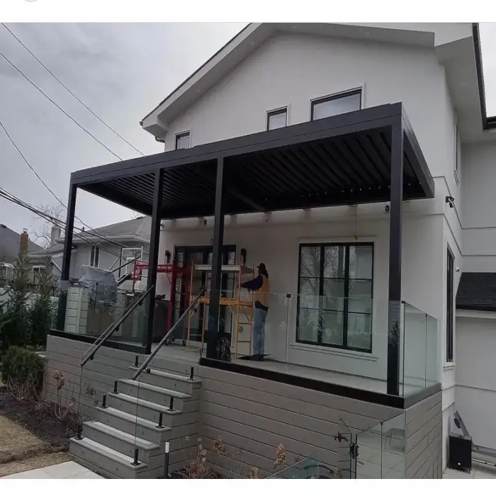 Powder Coated Frame Garden Pergola with Nature Pressure Treated Wood