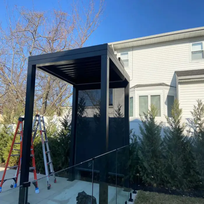 Powder Coated Frame Garden Pergola with Nature Pressure Treated Wood