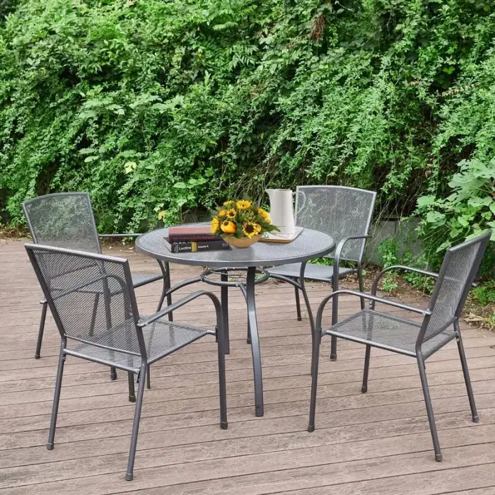 Mesh Garden 1 Table and 4 Chair Sets Garden Metal Outdoor Plant Pot Ceramic Garden Planter Used with Flower green Plant Black