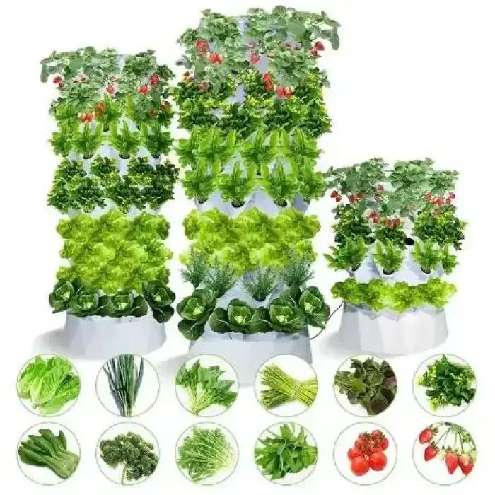 Hydroponic Growing System Kit -Indoor Garden and Outdoor Garden Kit, Hydroponic Vegetable Tower,48 Pods,with Pump System,White