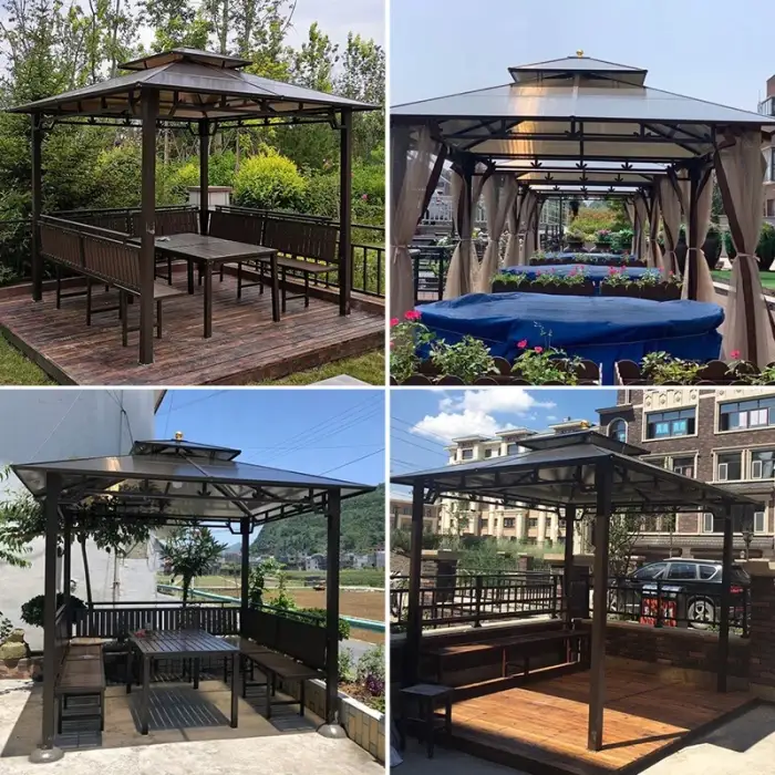 garden pavilion Galvanized Steel Luxury Garden Gazebo Pergola Waterproof Aluminium garden Party Gazebo for patio park