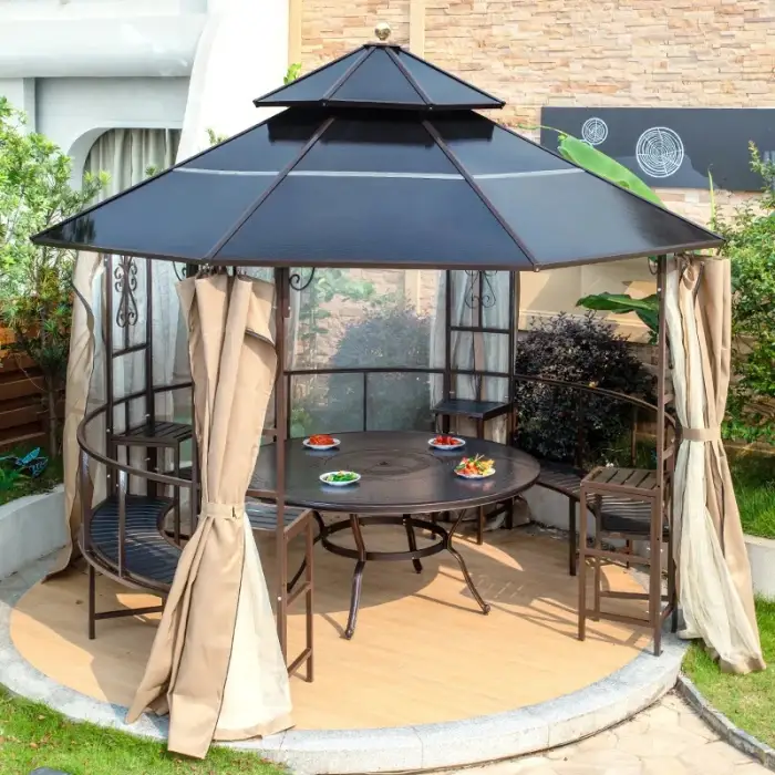 classic styles outdoor pavilion sunshade tent garden galvanized steel pergola patio courtyard villa leisure gazebo